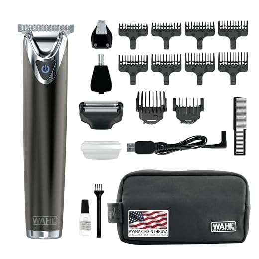 WAHL Stainless Steel Lithium Ion 2.0+ Slate Beard Trimmer for Men - Electric Shaver, Nose Ear Trimmer, Rechargeable All in One Men's Grooming Kit - Model 9864