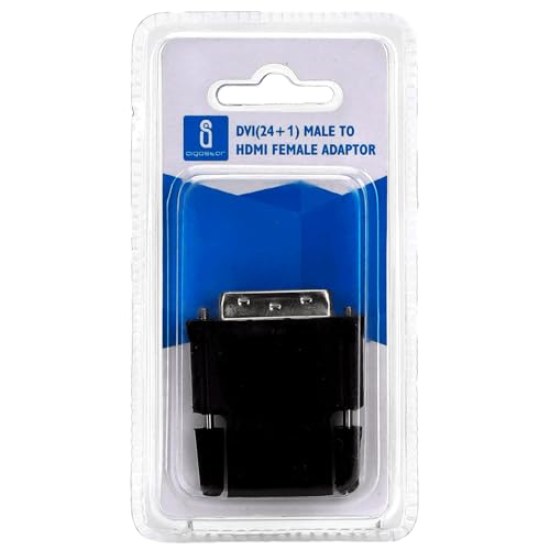 Blendend Adaptador de Audio DVI Macho a HDMI Hembra, 24+1 Pines, Negro; Convierte señales de Video y Audio para Pantallas y Dispositivos HDMI.