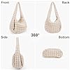 Juoxeepy Gesteppte Tragetasche, groß, gesteppt, Schultertasche, leichte gesteppte Polsterung, Hobo-Tasche, gesteppte Tasche, Cremeweiß, Large #5