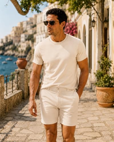 Image of Men's Essential 100% Cotton Crew Neck T-Shirt - Plain, Short Sleeve, Regular Fit, Premium, Super Soft, Classic Everyday Wear