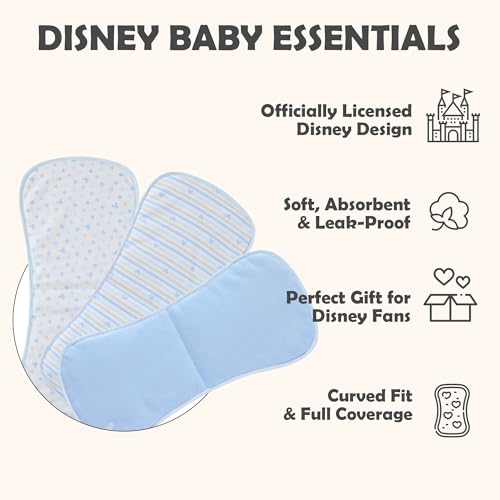 Image of Disney Baby Burp Cloths 3-Pack - Mickey Mouse and Minnie Mouse Soft Absorbent 20 inch x 10 inch Leakproof Burping Rags for Baby Boys Girls & Unisex Newborns & Infants