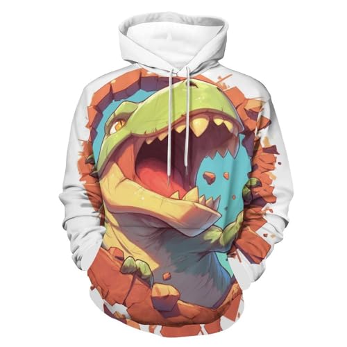 Sweatshirt dinosaure vert hoodie pullover de sport décontracté taille S
