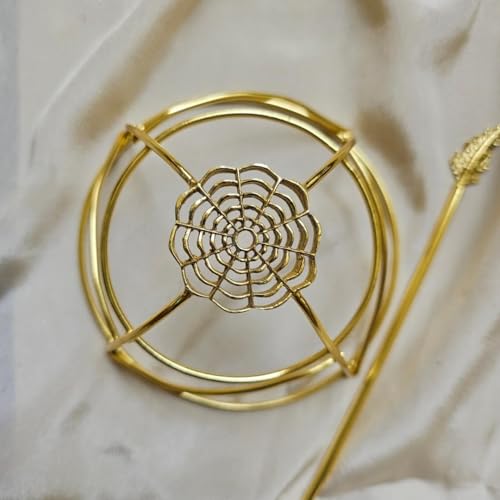 Image of Hair Bun Cage Accessory for Women | Handcrafted Brass Juda Cover with Stick | Anti-Tarnish Traditional Hair Accessory for Wedding & Festive (Arrowhead Hair Bun (Golden))