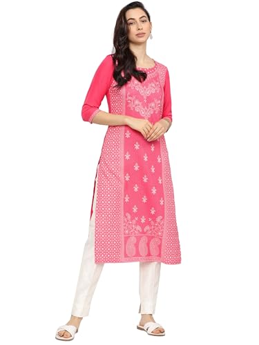 Image of Ketch Polyester Women's Regular Fit Printed Threeforth Sleeve Kurta