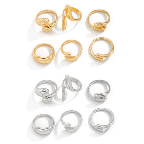 Image of Shining Diva Fashion Combo Set Gold and Silver Plated Rings for Women and Girls Stylish