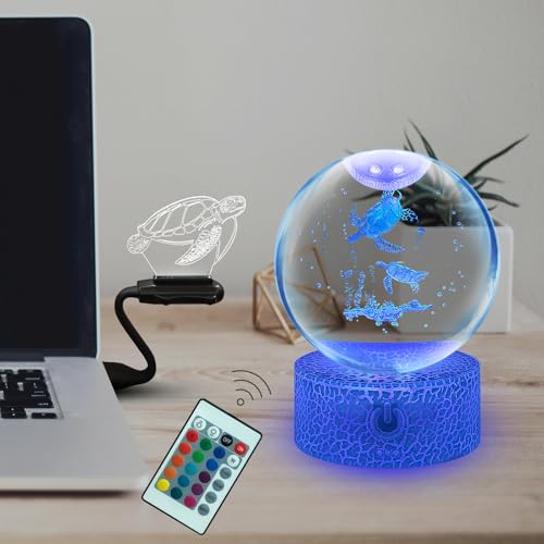 Lámpara de Mesa Bola de Cristal Tortuga 8 cm Multicolor