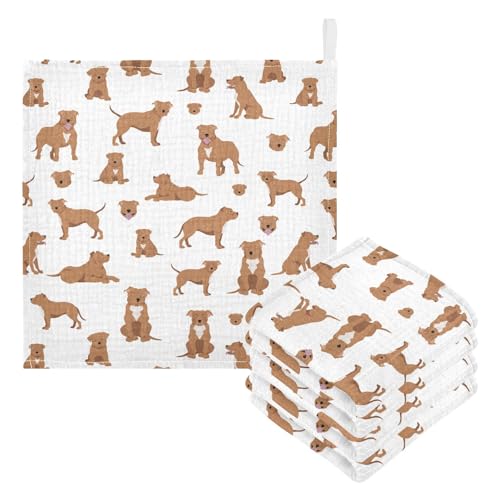 Image of vvfelixl Baby Cotton Washcloths Staffordshire Bull Terrier Infants Bath Towel for Unisex Face Towels for Newborn, Natural Baby Wipes Delicate Skin, 11.8 X 11.8 inch, one sizex3
