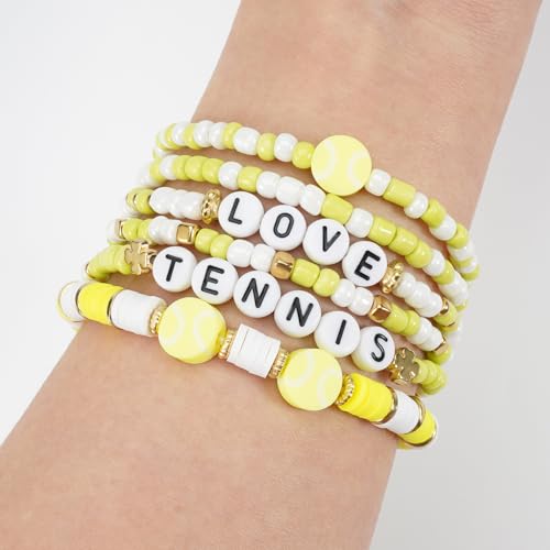 Image of Football Baseball Soccer Beaded Bracelets for Women Stackable Game Day Sports Theme Bracelet