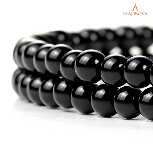 Image of BEADNOVA 4mm Black Onyx Gemstone Round Loose Beads for Jewelry Making (90-92pcs)