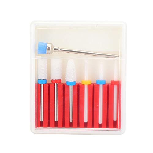 Juego de 7 brocas para uñas, brocas para manicura y pedicura, limas eléctricas de cerámica y acero de tungsteno para uñas, piedra metálica; compatible con la mayoría de los (GH-01)