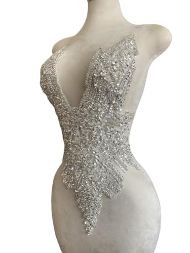 Handmade-Silver-Glass-Rhinestones-Bodice-lace-Applique-Hand-Sewing-Beaded-Sequins-Trim-Patches-for-Dress-Clothes-Skirts-Multiple-Design-Styles-Accessories-H