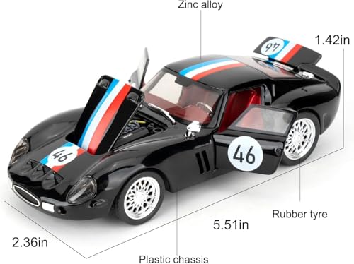 Image of 1 /32 Ferrari Race and Ferrari 250 GTO Model Luxury Car Toy Metal Pull Back Diecast Car with Openable Door and Sound Light, Gifts Toys for Kids【 Black 】