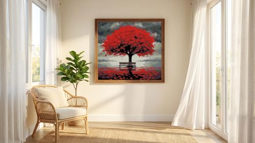 Image of MYBISYMQQ Tree of Life Cross Stitch Kits for Adults,11CT Stamped Cross Stitch Kits for Beginner,DIY Needlepoint Embroidery Patterns Kits Embroidery Patterns for Home Wall Decor 13.7x13.7 inches