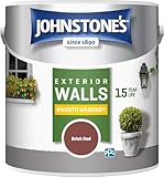 Johnstone’s – Exterior Smooth Masonry Paint – Brick Red – Up to 15 Years Protection – Weather & Dirt Resistant – 30m² Coverage Per Tin - Dry in 1-2 Hours – 2.5 L