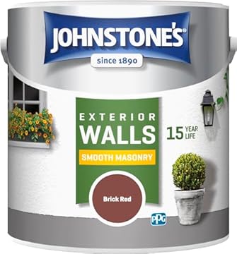 Johnstone’s – Exterior Smooth Masonry Paint – Brick Red – Up to 15 Years Protection – Weather & Dirt Resistant – 30m² Coverage Per Tin - Dry in 1-2 Hours – 2.5 L