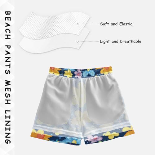 Pigsaly Boys' Swim Board Shorts Rainbow Flowers Star Boy's Swim Trunks Kids Swimwear 3T4