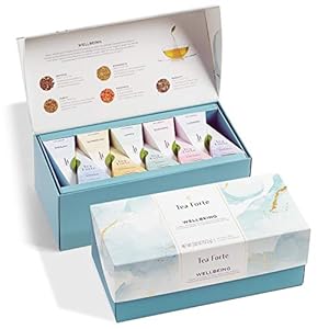 Tea Forte Wellbeing Assorted Presentation Box Tea Gift Set, 20 Count, 2 of Each Variety Individually Wrapped Handcrafted Pyramid Infuser Bags