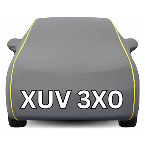 Image of Kayme Premium Grey XUV3xo Car Cover Waterproof for (All Models & Variants - Petrol, Diesel, CNG & EV) |Speacially Custom Fit with Mirror Pockets |All-Weather Protection - Outdoor Car Body Cover