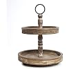 Hallops Wood 2 Tiered Tray Rustic Farmhouse Decor Rustic Serving Cake Stand Galvanized Kitchen Table Fall Decor Food and Party DisplayBrown