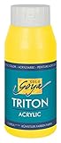 KREUL 17001 - Solo Goya Triton Acrylfarbe echtgelb hell, 750 ml Flasche, schnell und matt trocknend, Farbe auf Wasserbasis, in Studioqualität, vielseitig einsetzbar, gut deckend und ergiebig