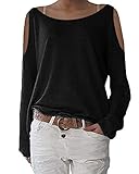 ❤️Damen Langarm Lose Bluse, Damen T-Shirt off shoulder Langarm, perfekt für den entspannten Stadtbummel mit der besten Freundin. Sweatshirt mit Fledermausärmeln, geeignet für Casual, Arbeit, Haus, Shopping, Urlaub, Uni, Party, Datum, Daily Wear, Sport usw.