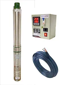 CRI Submersible pump 1 HP 10 Stage with Digital Control Panel, 4inch borewell, Oil Filled (60 Meter)