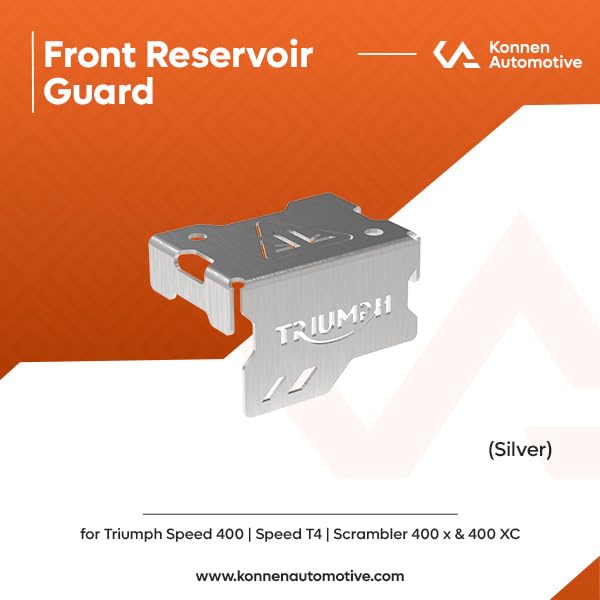 Image of Front Reservoir Guard Compatible With Triumph Speed 400 | speed T4 | Scrambler 400X | Scrambler 400XC (Silver, Pack of 1)