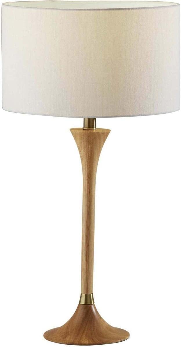 Adesso Inc. Rebecca Table Lamp Natural Rubberwood w. Antique Brass Accent