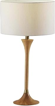 Adesso Inc. Rebecca Table Lamp Natural Rubberwood w. Antique Brass Accent