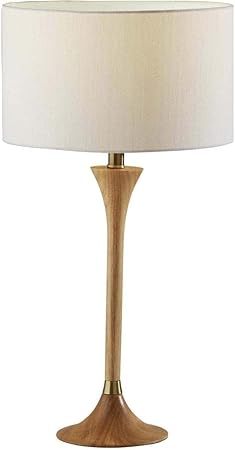 Adesso Inc. Rebecca Table Lamp Natural Rubberwood w. Antique Brass Accent