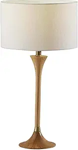 Adesso Inc. Rebecca Table Lamp Natural Rubberwood w. Antique Brass Accent