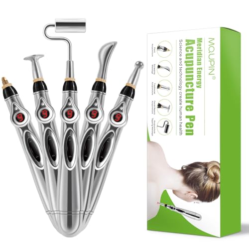 MQUPIN Akupunkturstift, Elektronische Akupunktur Stift, Elektronischer Massagestift mit 5 Massageköpfen, Massage Stift Meridian Energie Stift Therapiegerät zur Schmerzlinderung MQUPIN Akupunkturstift, Elektronische Akupunktur Stift, Elektronischer Massagestift mit 5 Massageköpfen, Massage Stift Meridian Energie Stift Therapiegerät zur Schmerzlinderung