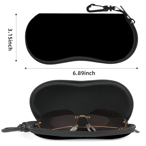 Image of Sunglasses Soft Case, Cute Ultra Light Portable Neoprene Zipper Eyeglass Glasses Case with Belt Clip for Men Women