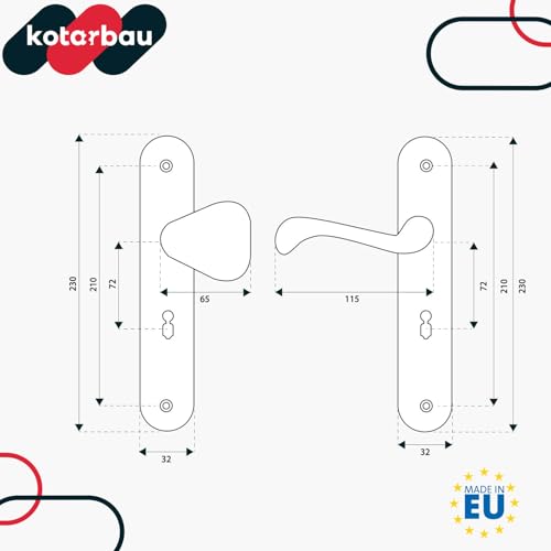 KOTARBAU® Türdrücker-Türknauf Satz 72 mm Langschild Weiß Profilzylinder für Türen Tore Pforten