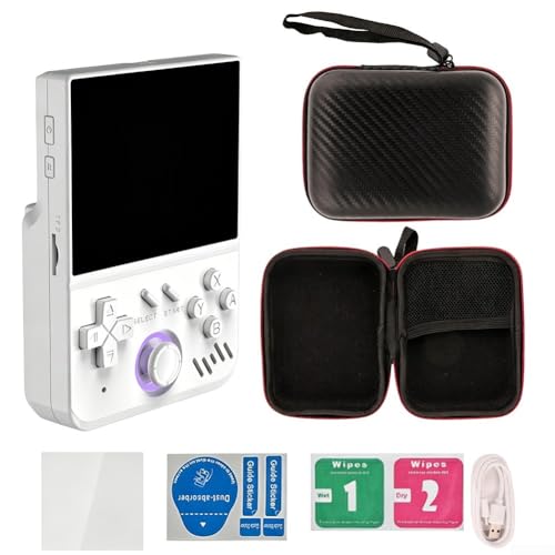 HomeVortex Consola de juegos de mano retro con pantalla IPS HD de 3.5 pulgadas 640 x 480, joystick desmontable, batería de 4000 mAh, más de 18000 juegos, más de 30 emuladores, carga tipo C (blanco)