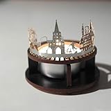 Ingolstadt-Skyline Windlicht Schattenspiel Premium Geschenk-Box Souvenir, inkl. Kerzenhalter, Kerze, Projektionsschirm und Teelicht