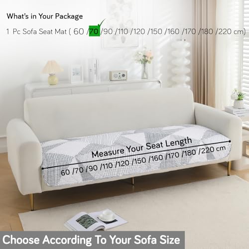 Image of HOKIPO 'Elira Series' Polyester Blend Water Repellent + Waterproof Quilted Sofa Mats | Make Your Own Sofa Cover Set | Length 70cm - Snow White Black Geometry (AR-5242-C9)