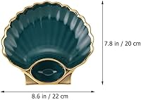 Vista 3 de DOITOOL 3 platos de cerámica para sushi con compartimento para salsa, plato de sushi japonés en forma de concha marina con soporte para salsa
