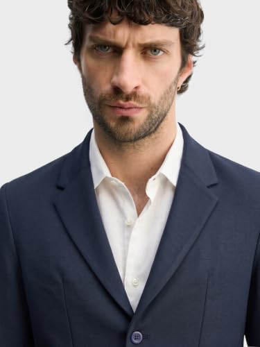 Image of The Indian Garage Co Men Comfort Straight Fit Solid Stretchable Single Breated Knitted Blazers