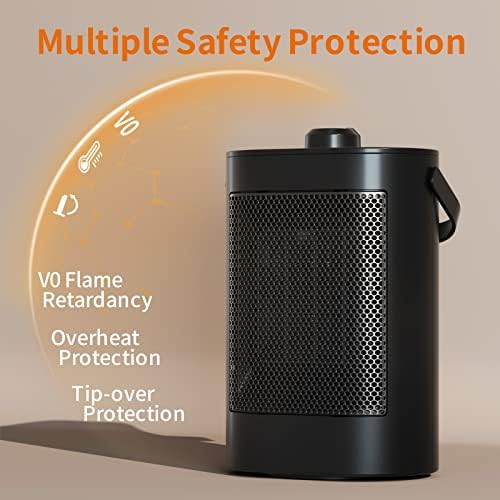 LVARA Electric Space Heater 1500W,6-Mode 3-Speed PTC Ceramic Heater 70°Oscillating Energy Efficient,Overheating&Tip-Over Protection Portable Small Fan Heater for Office Living Room Bedroom and Dorm