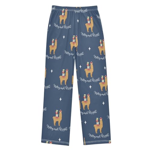 ZZXXB Merry Christmas Alpaca Boys Long Pants Soft Trousers Elastic Waist Kids Lounge Bottoms with Pockets S-XL