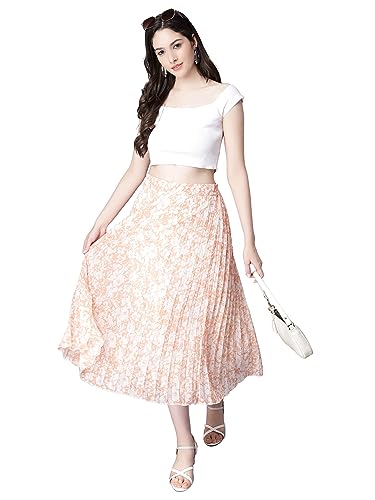 Image of NUEVOSDAMAS Floral Printed Pleated Navy /Multi Skirt