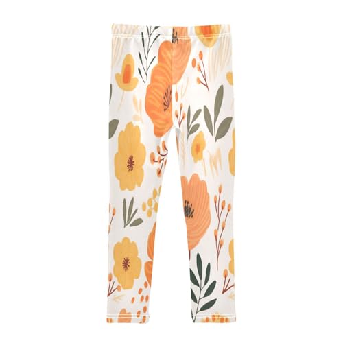 Bolaz Toddler Girls Leggings Printed Yoga Pants Leggings Orange Yellow Flower for Kids2