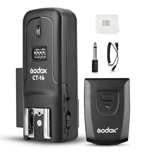 Godox CT-16 Wireless Radio Flash Trigger Receiver Kit,433MHz 2 in 1 Flash Transmitter and Receiver...