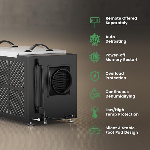 Image of Waykar 216 Pint Crawl Space Dehumidifier with Pump & Drain Hose for Basements, Commercial & Water Damage Spaces up to 8000 Sq. Ft., Compact, Strong Dehumidification, 5-Year Quality Coverage