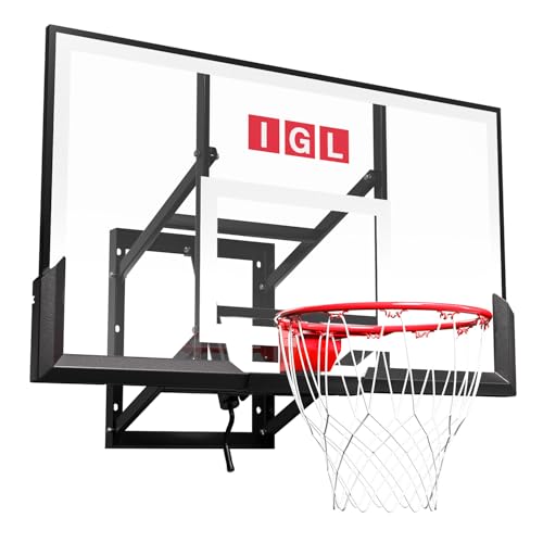 Image of IGL In ground Basketball Hoops Outdoor, 10ft Height Adjustable Basketball Goal In ground with Shatterproof Backboard and Pro-Style Rim