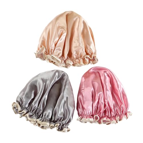 UKCOCO 3 pezzi Cuffia Doccia per Adulti Cappello Bagno Spesso con Elastico Protezione e Vapore Colori Rosa Oro e Grigio