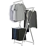 アイリスオーヤマ 約2人分が干せる洗濯物干し 段違いに干せるので風が通りやすく乾きやすいコンパクトな多機能物干し 幅約70×奥行約80×高さ約183cm KDM-70X