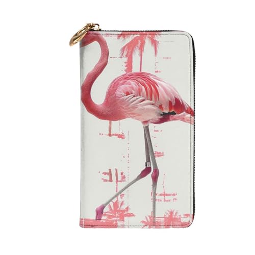 Flamingo Print Printed Long Wallet for Women Men Cute PU Leather Wallet with Coin Purse and Credit Card Holder2
