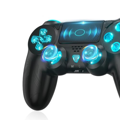 Lapezei Wireless Controller für PS-4, Kompatibel mit PS-4 Pro/Slim/PC, Kabellose Gamepad mit Turbo, Touchpanel, Dual Vibration, 6-Achsen Gyro Sensor, 3.5-mm-Audiobuchse